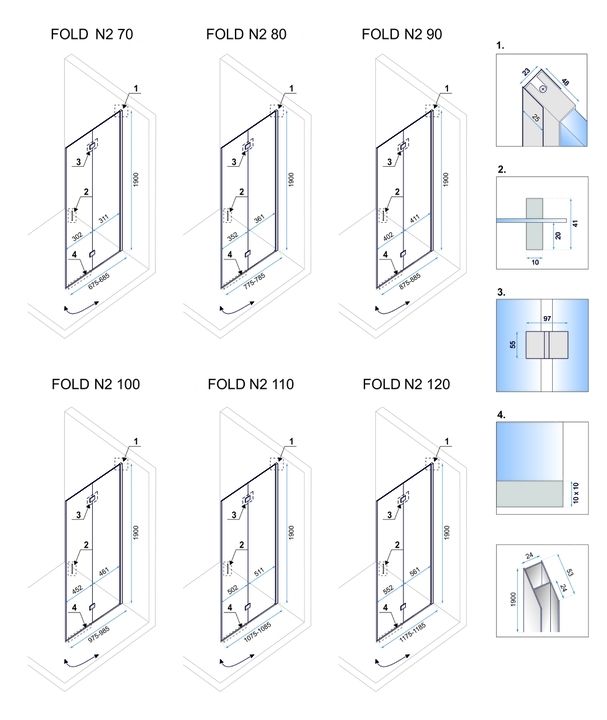 Összecsukható Zuhanykabin Rea Fold N2 70x90 7