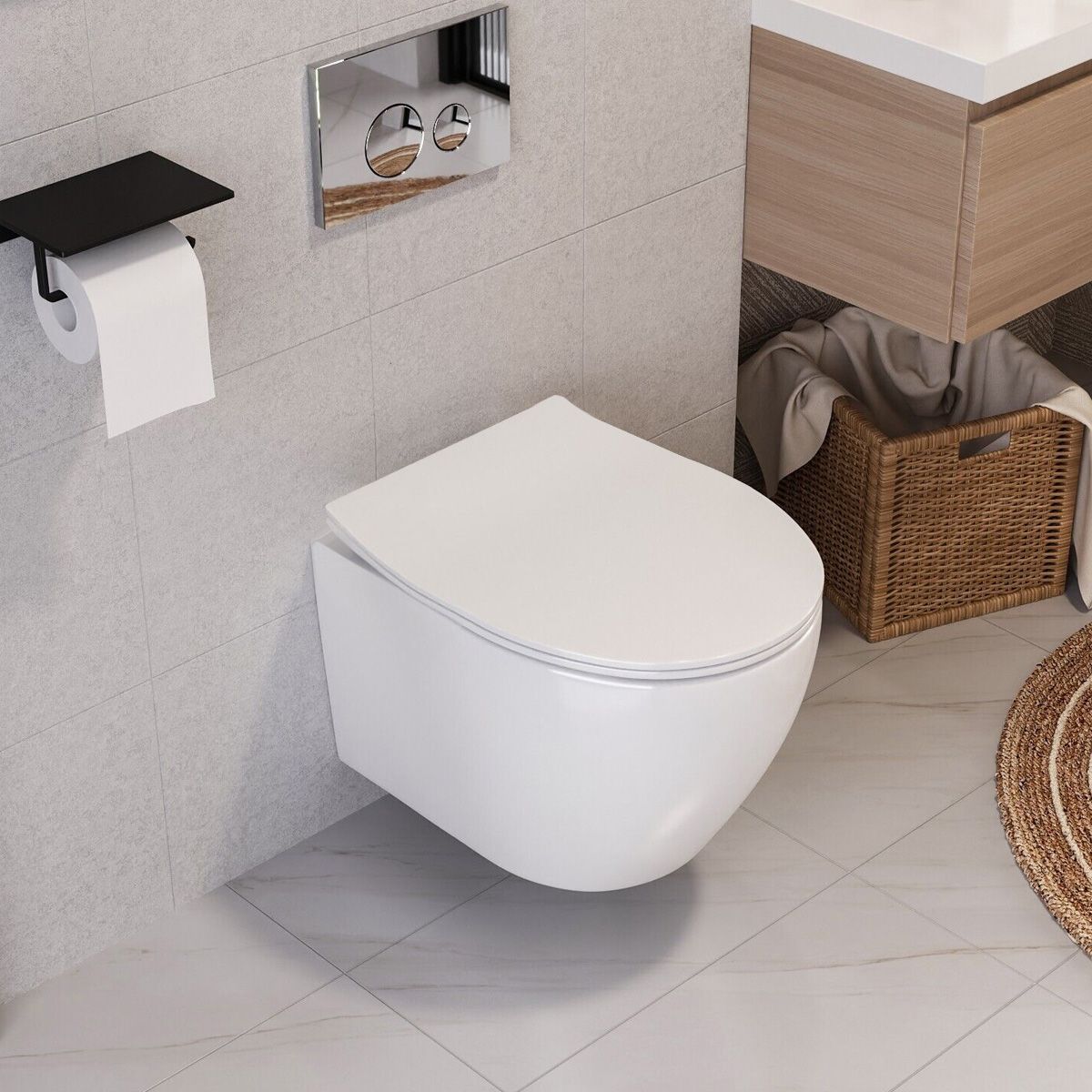 Wc Csésze Wc Carlo Flat Mini Rimless + Bidé Carlo Mini 8
