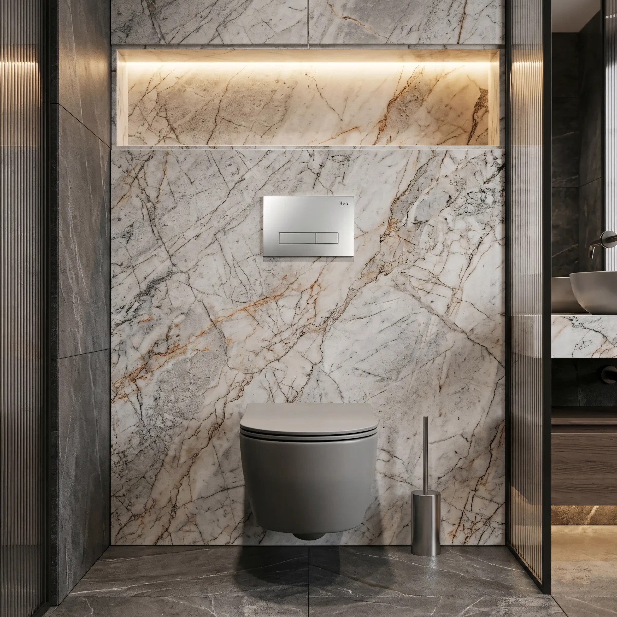 Beépíthető WC Tartókeret Szett Slim 024N HD Satin Nyomólappal 10