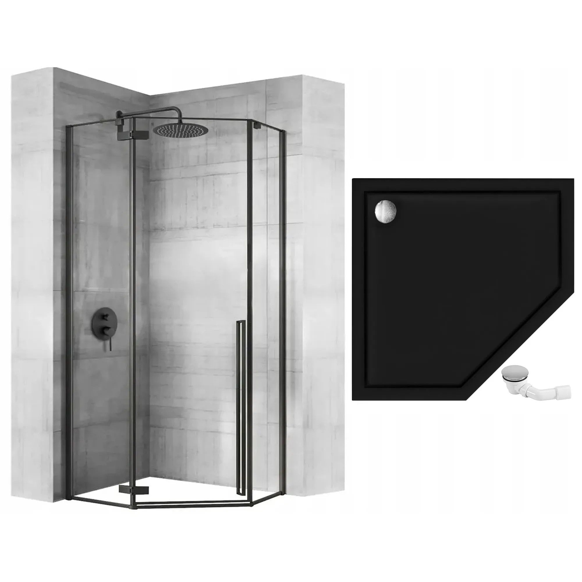 Zuhanykabin Rea DIAMOND Black MAT 90x90 Zuhanytálca Nélkül 10