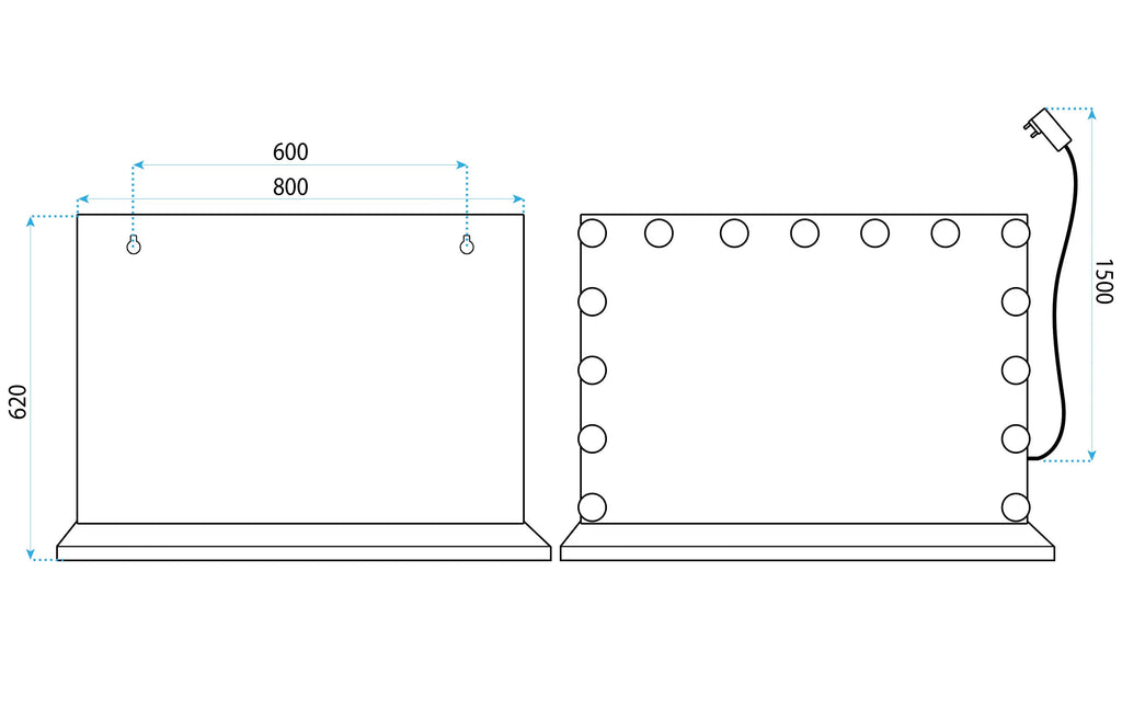 LED Tükör HOLLYWOOD Black 80x60 10