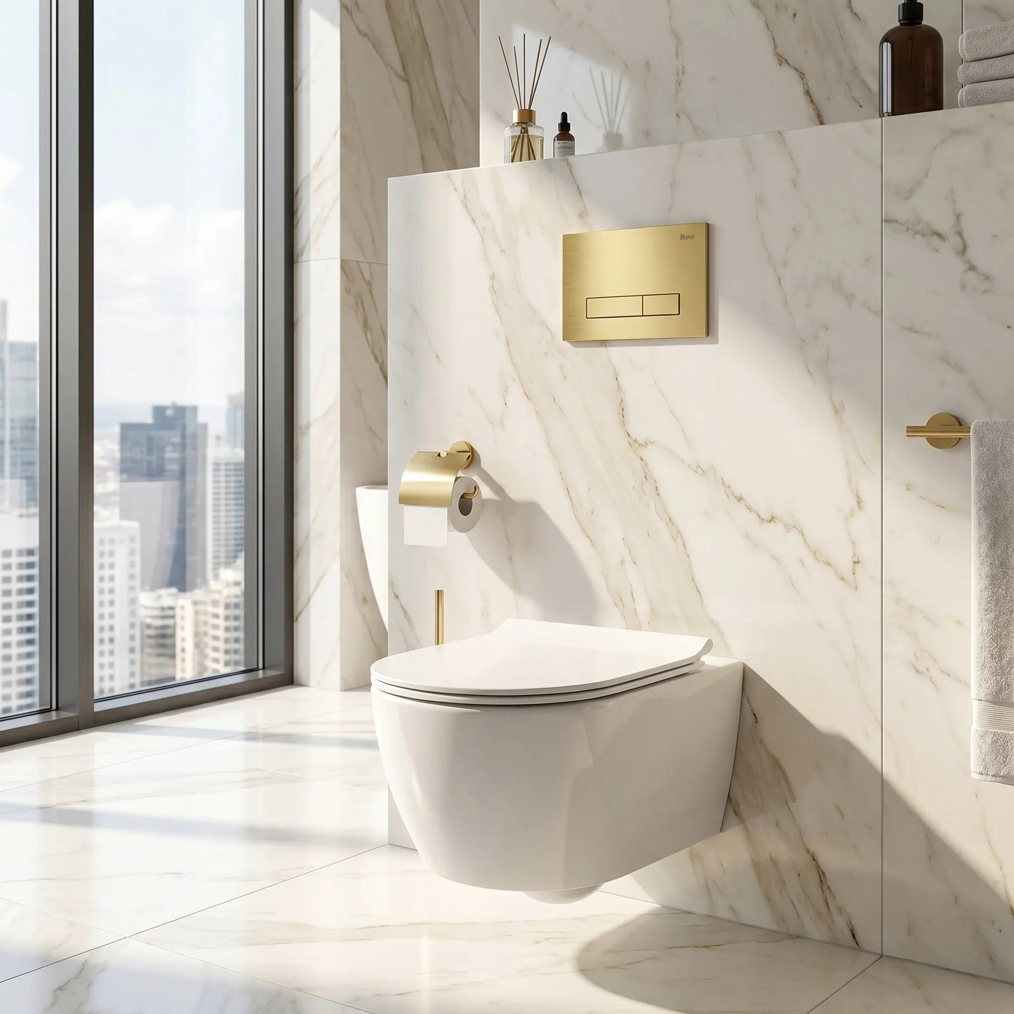 Beépíthető WC Tartókeret Szett Slim 024N HD Gold Nyomólappal 10