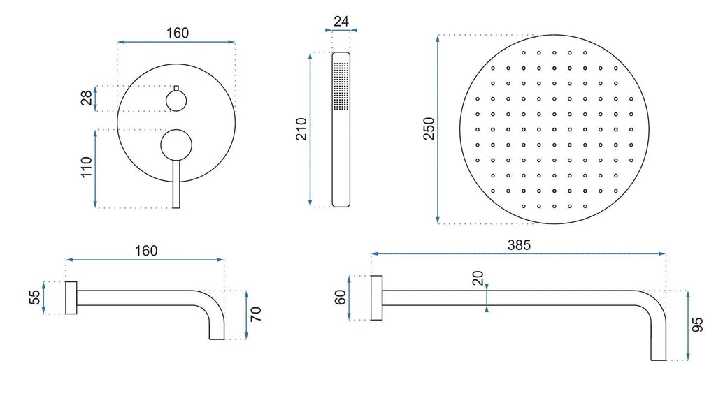 Rejtett Zuhanyszett Rea Lungo Copper + BOX 10