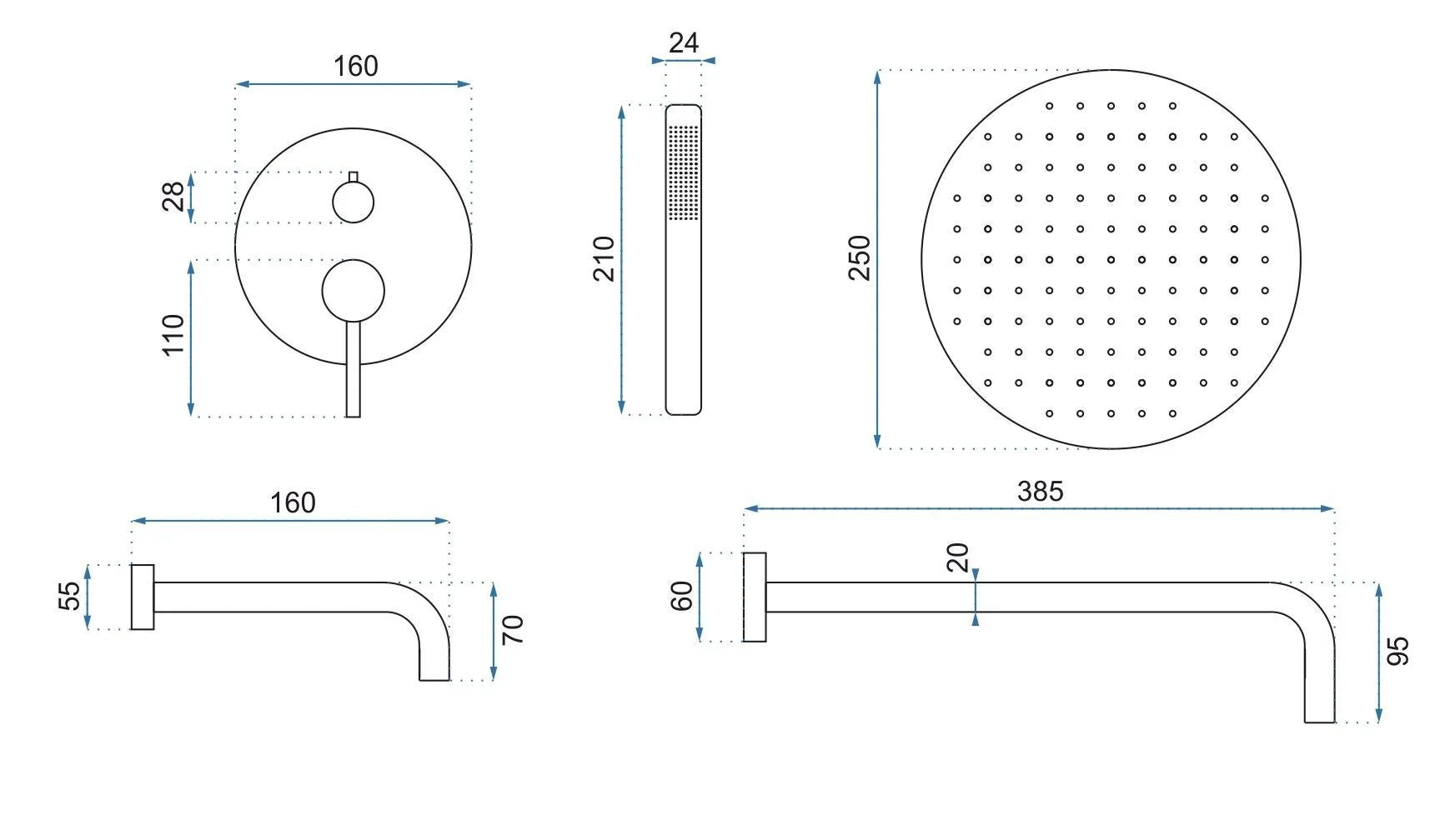 Rejtett Zuhanyszett Rea Lungo Copper + BOX 10