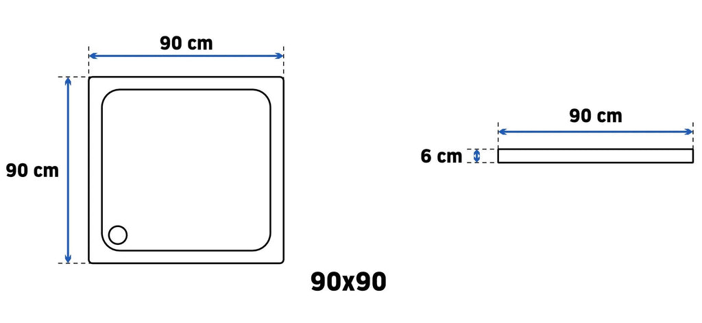Zuhanytálca Savoy White 90x90 Szálcsiszolt Réz Fedél 10