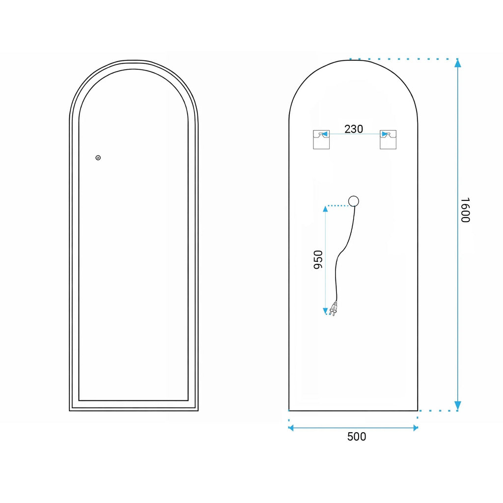 Tükör LED Orbit 50x160cm Black 10