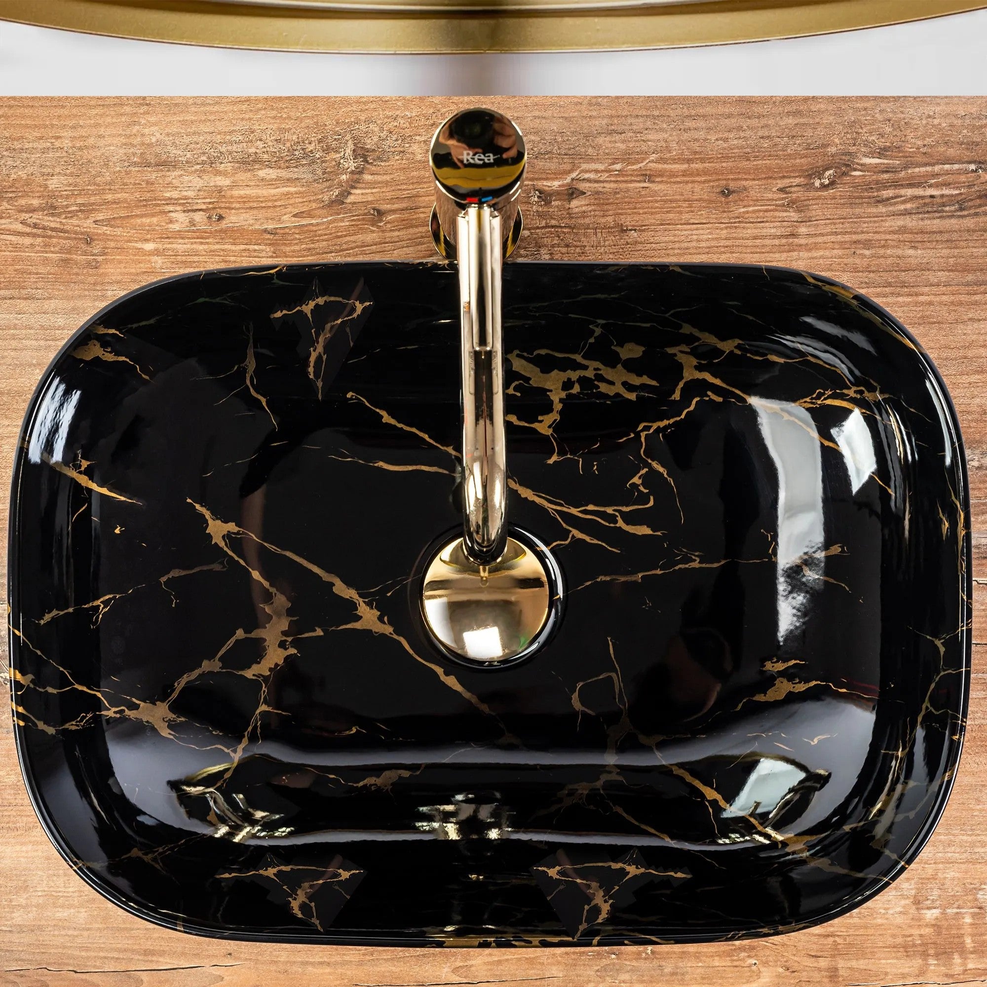 Pultos Mosdó Rea Belinda Black Marble Shiny 10