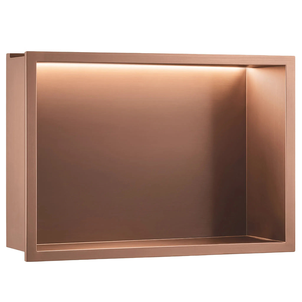 Süllyesztett Fürdőszobai Polc LED 30x45 Brush Copper 10