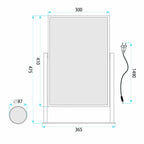 LED Tükör LUMI Black 30x40cm 10
