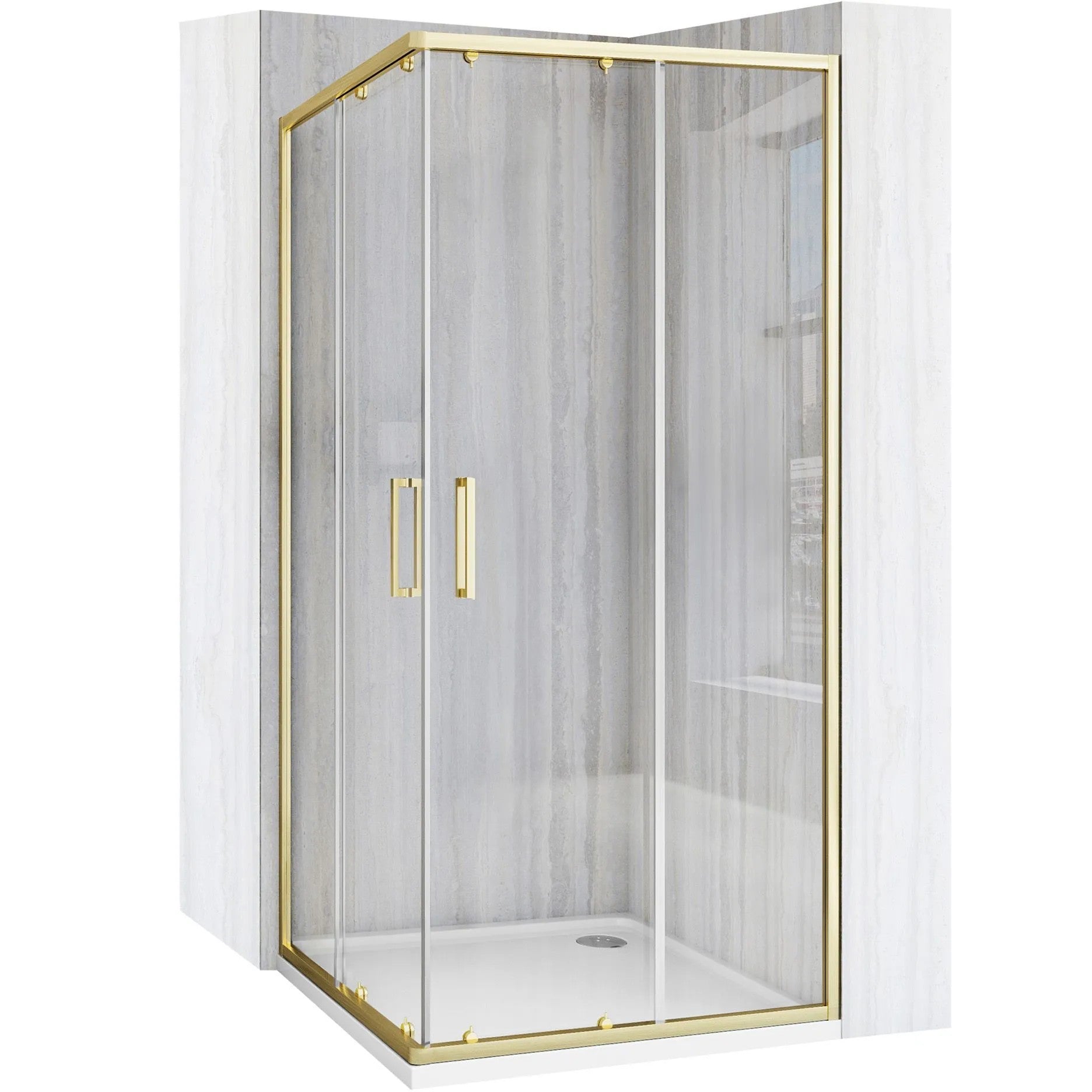 Zuhanykabin Rea City 80x80 Gold Brush Fehér Savoy Zuhanytálcával 11