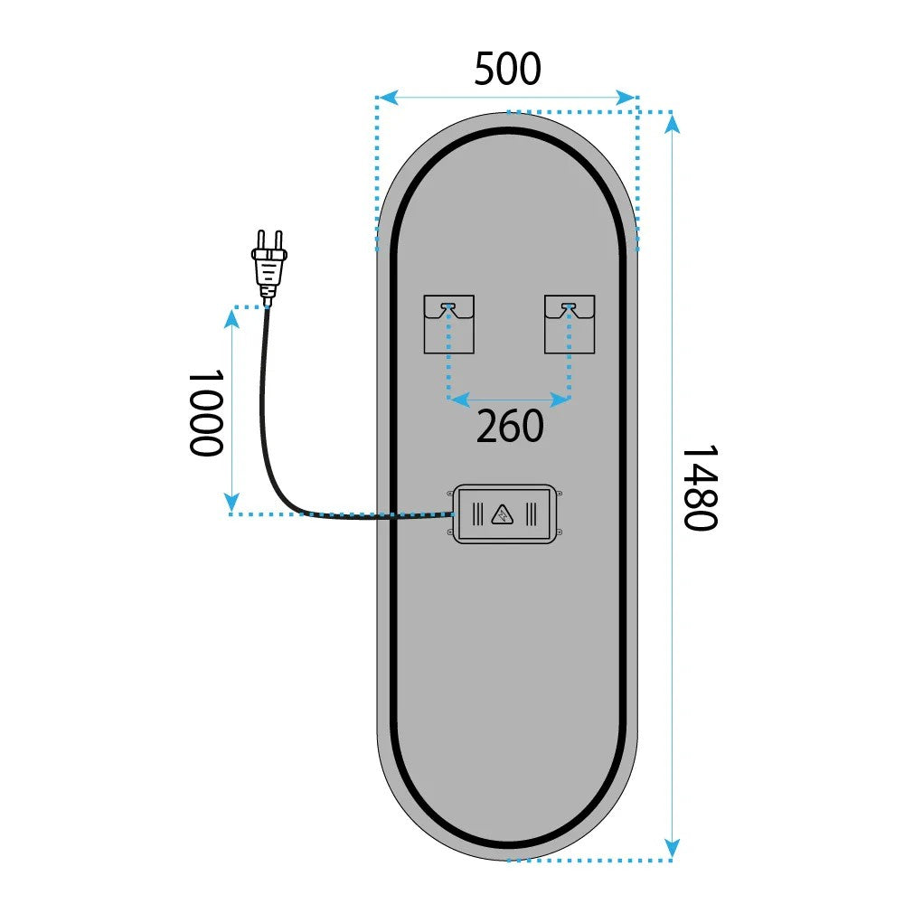 LED Tükör 150x50cm MOL-OV 11