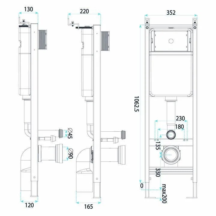 Beépíthető WC Tartókeret Szett Slim 024N HD Chrome Nyomólappal 11