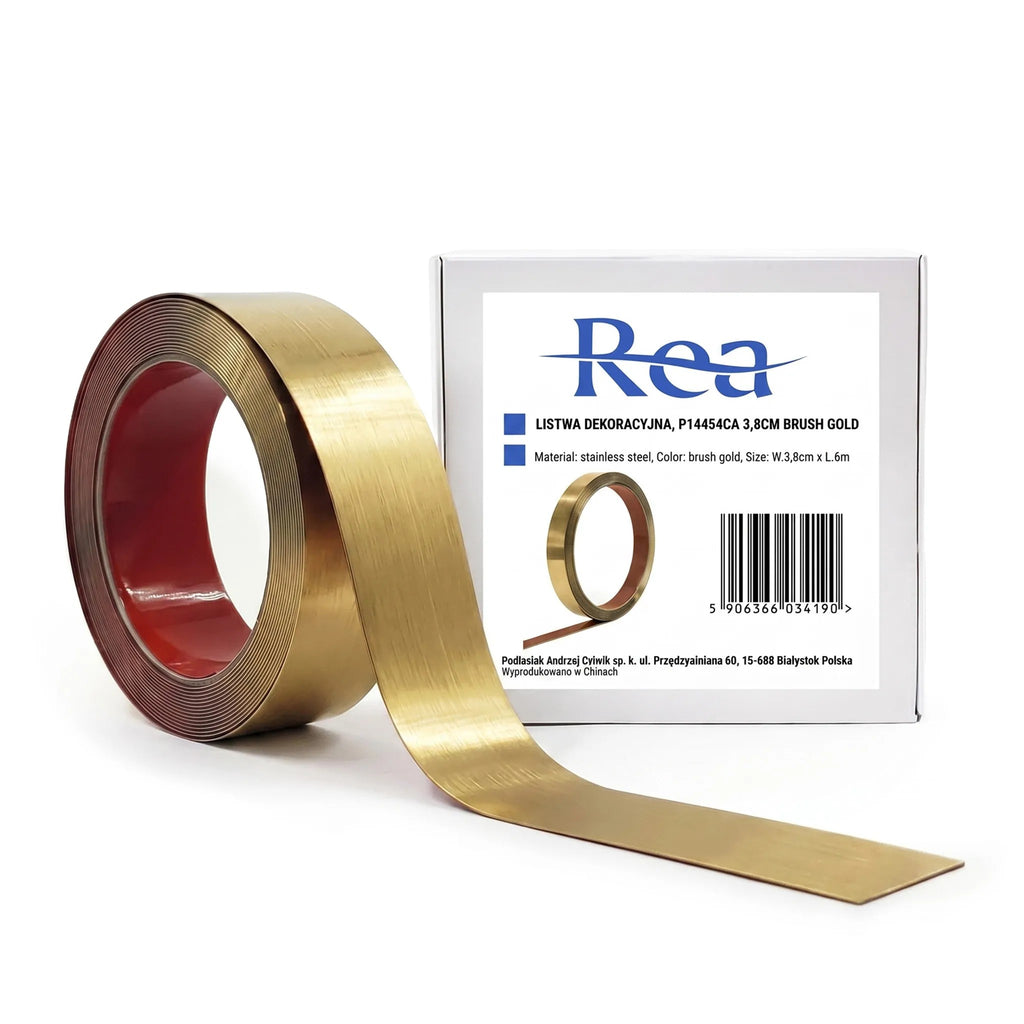 Öntapadós Dekorációs Szegélyléc Rea P14454CA 3,8cm Brush Gold 12