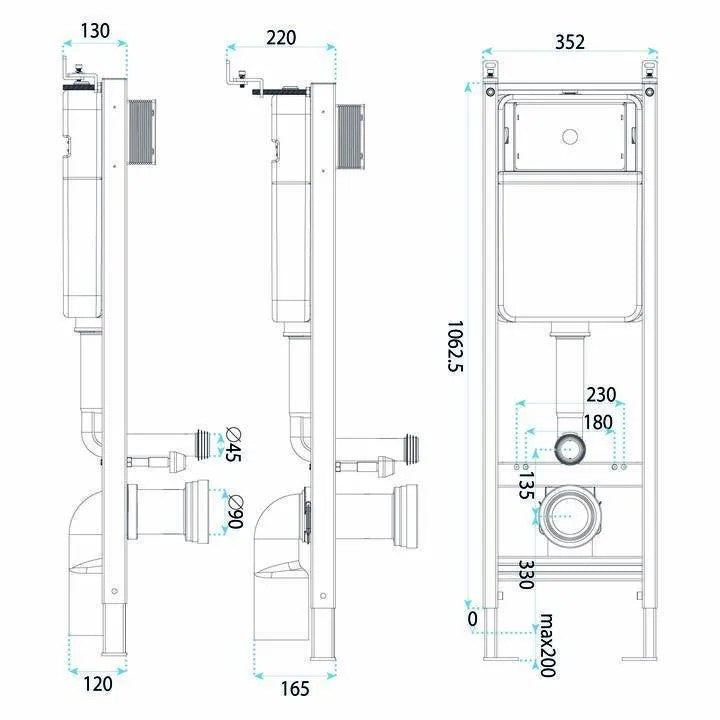 Beépíthető WC Tartókeret Szett Slim 024N T White Glass Nyomólappal 12