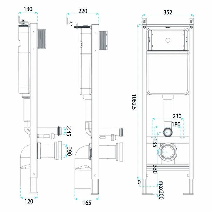 Beépíthető WC Tartókeret Szett Slim 024N HD Black Nyomólappal 13