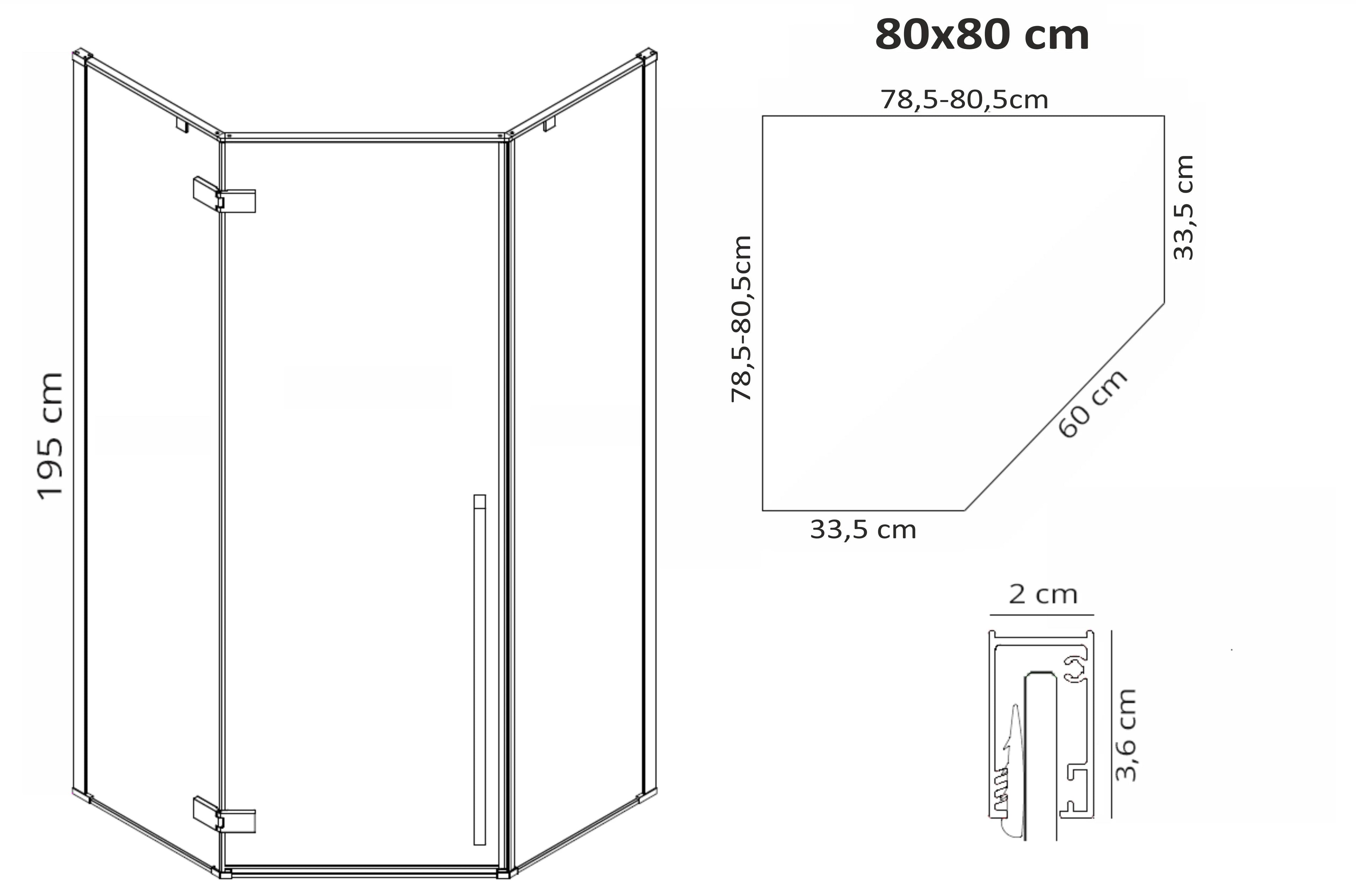 Zuhanykabin Rea DIAMOND 80x80 Black MAT Fehér Diamond Zuhanytálcával 14