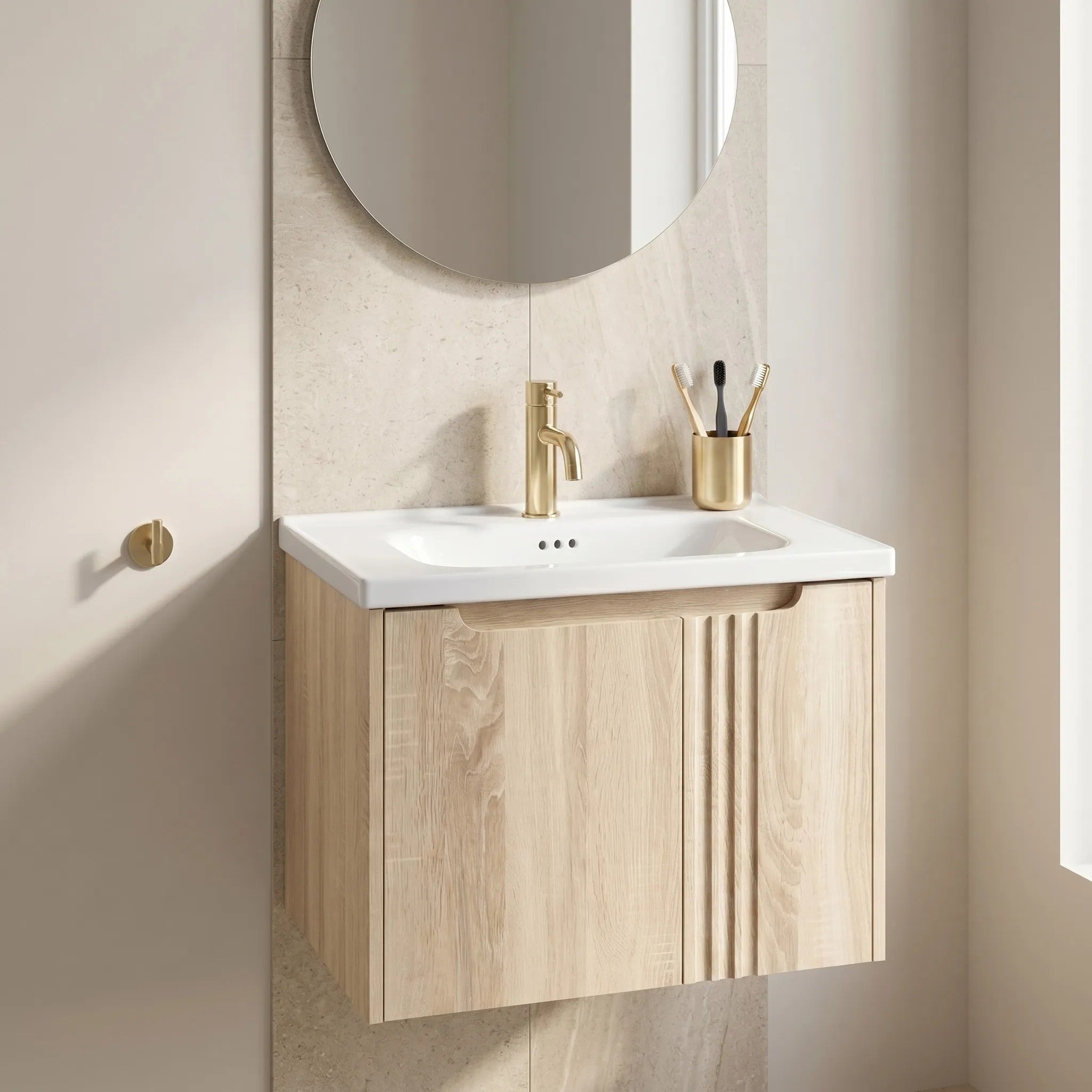Fürdőszobaszekrény Mosdókagylóval Rea DB86-60L-3 Light 60cm 1