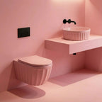 Szett: Fali WC Csésze + Pultra Szerelhető Mosdókagyló Rea Duo Sweet Pink Matt 1