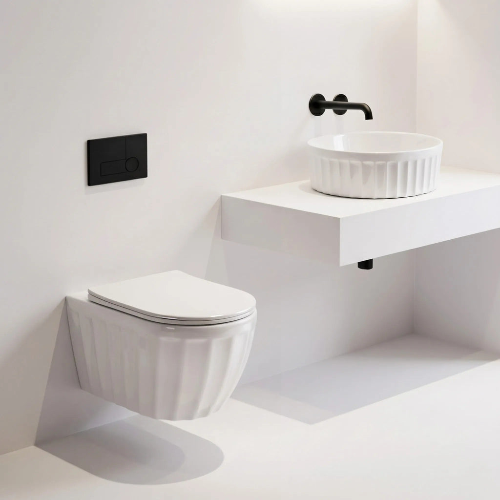Szett: Fali WC Csésze + Pultra Szerelhető Mosdókagyló Rea Duo White 1