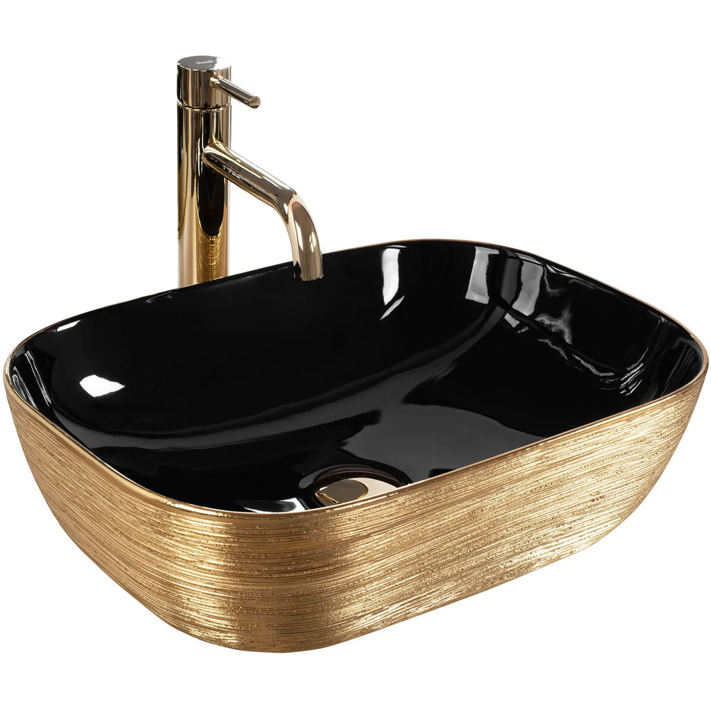 Pultos Mosdókagyló Rea Belinda BLACK BRUSH GOLD 1