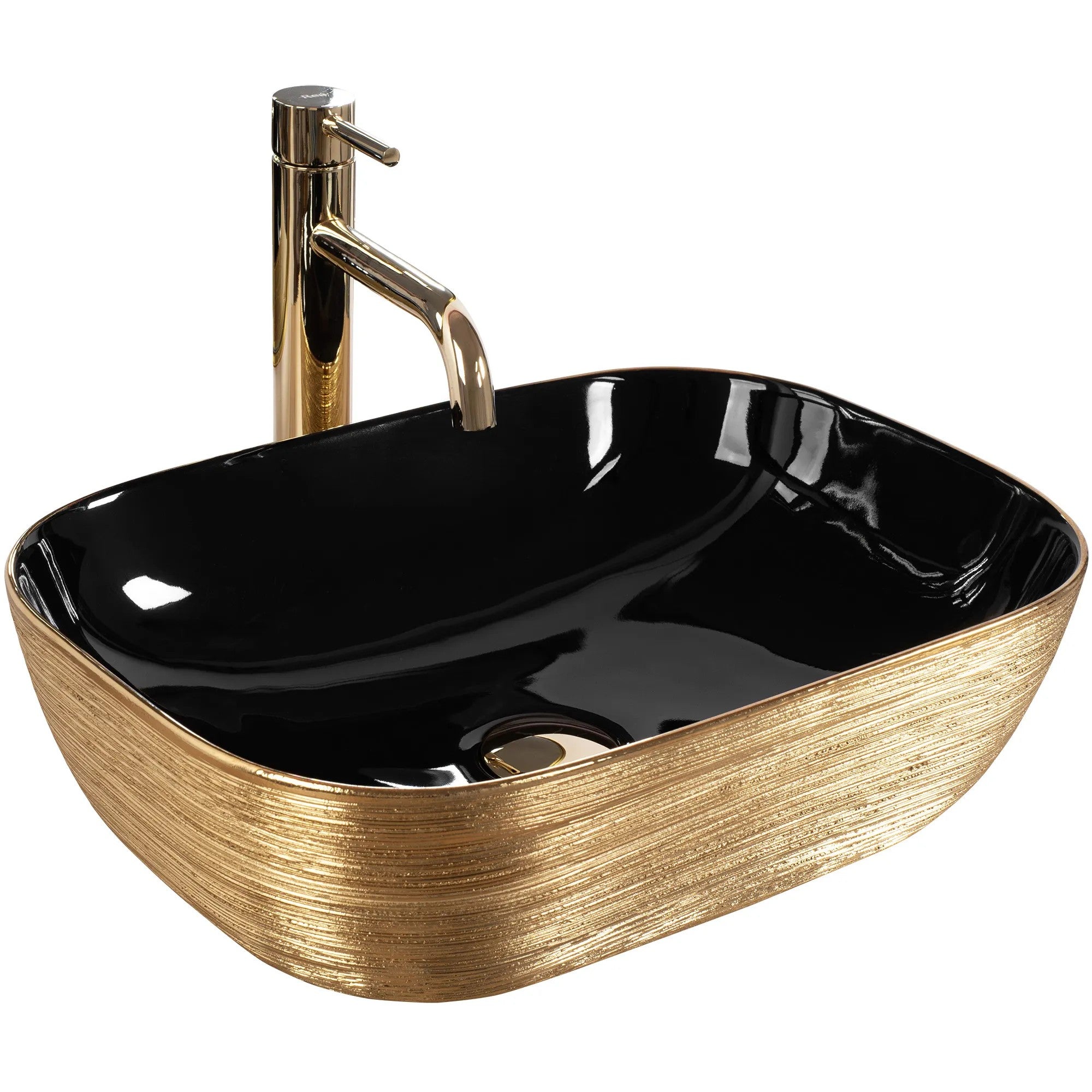 Pultos Mosdókagyló Rea Belinda BLACK BRUSH GOLD 1