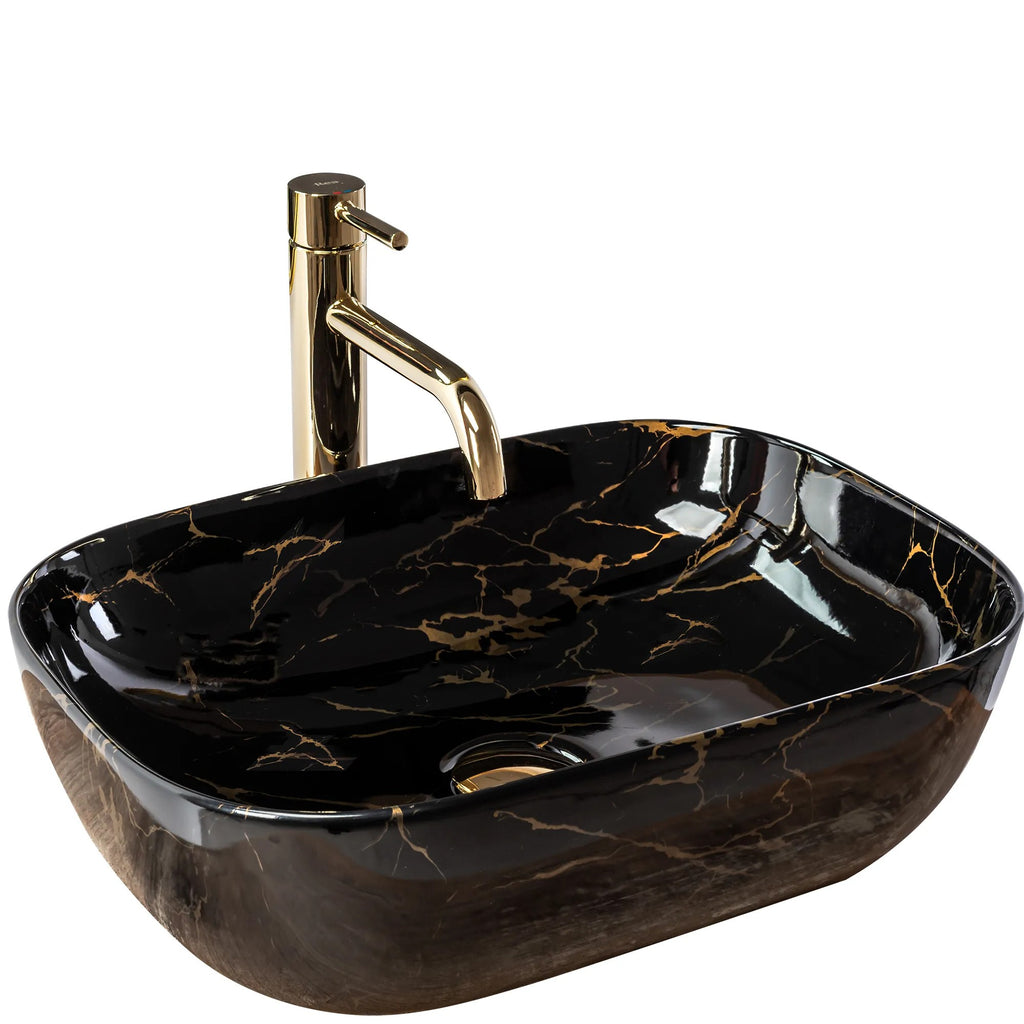 Pultos Mosdó Rea Belinda Black Marble Shiny 1