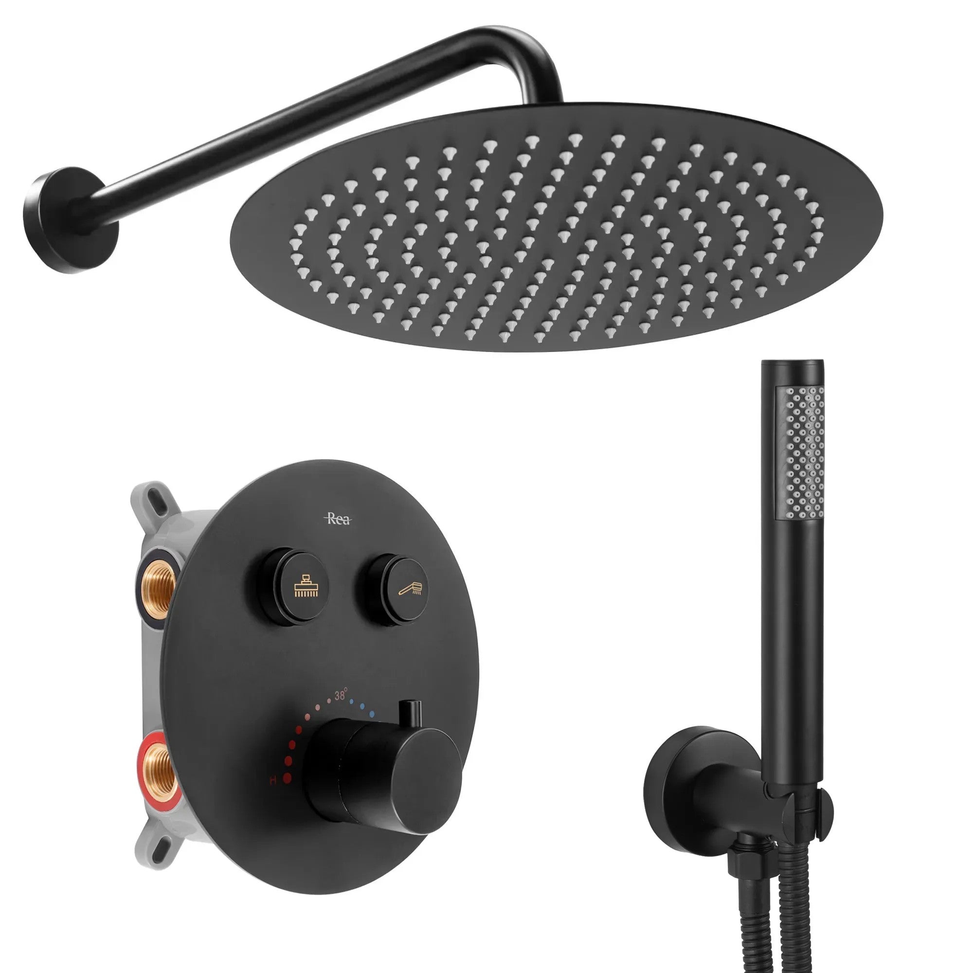 Rejtett Zuhanyszett Rea LUNGO Black Matt BOX 1