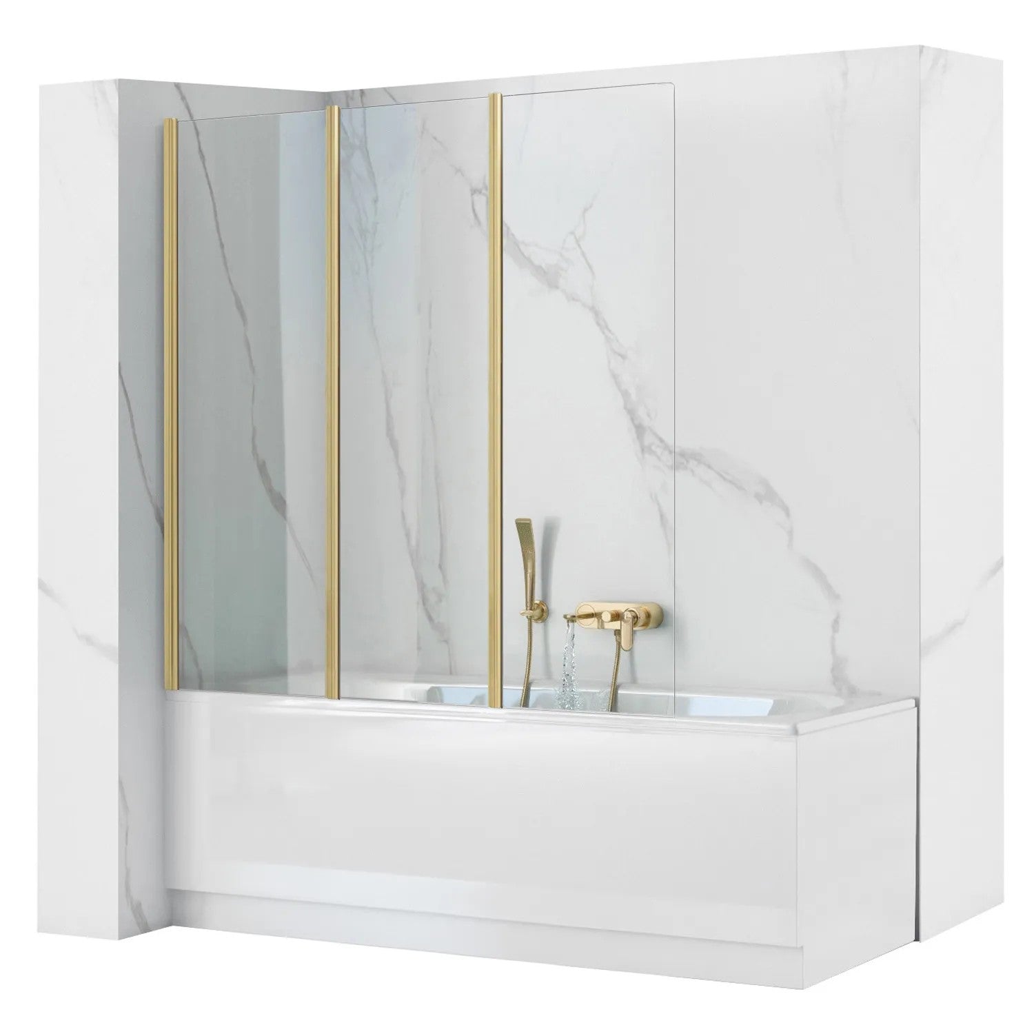 Fürdőkádparaván Rea Agat-3 120 BRUSH GOLD 1