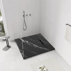 Zuhanytálca Bazalt CARRARA BLACK 90x90 1