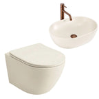 Focus Fali WC Csésze Szett + Pultra Szerelhető Mosdó Rea Focus Creme 1