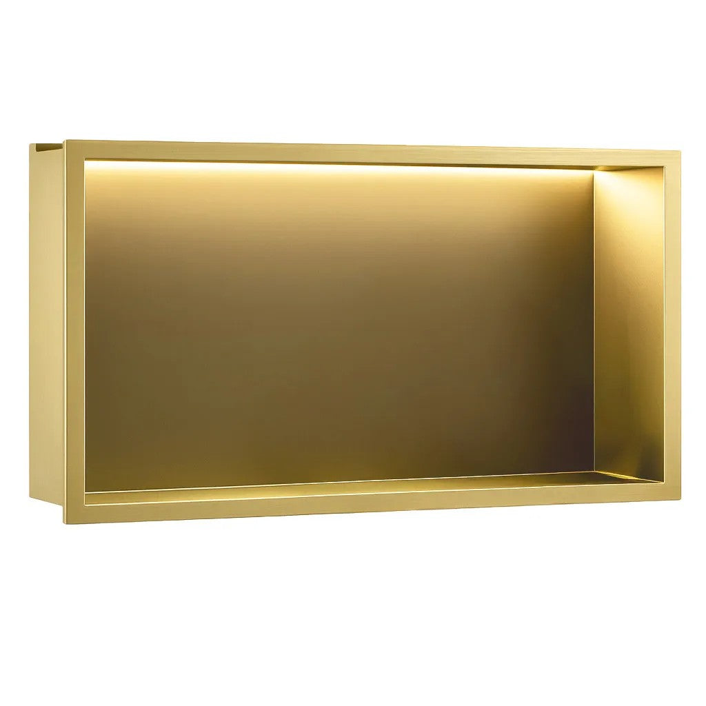 Süllyesztett Fürdőszobai Polc LED 30x60 Brush Gold 1