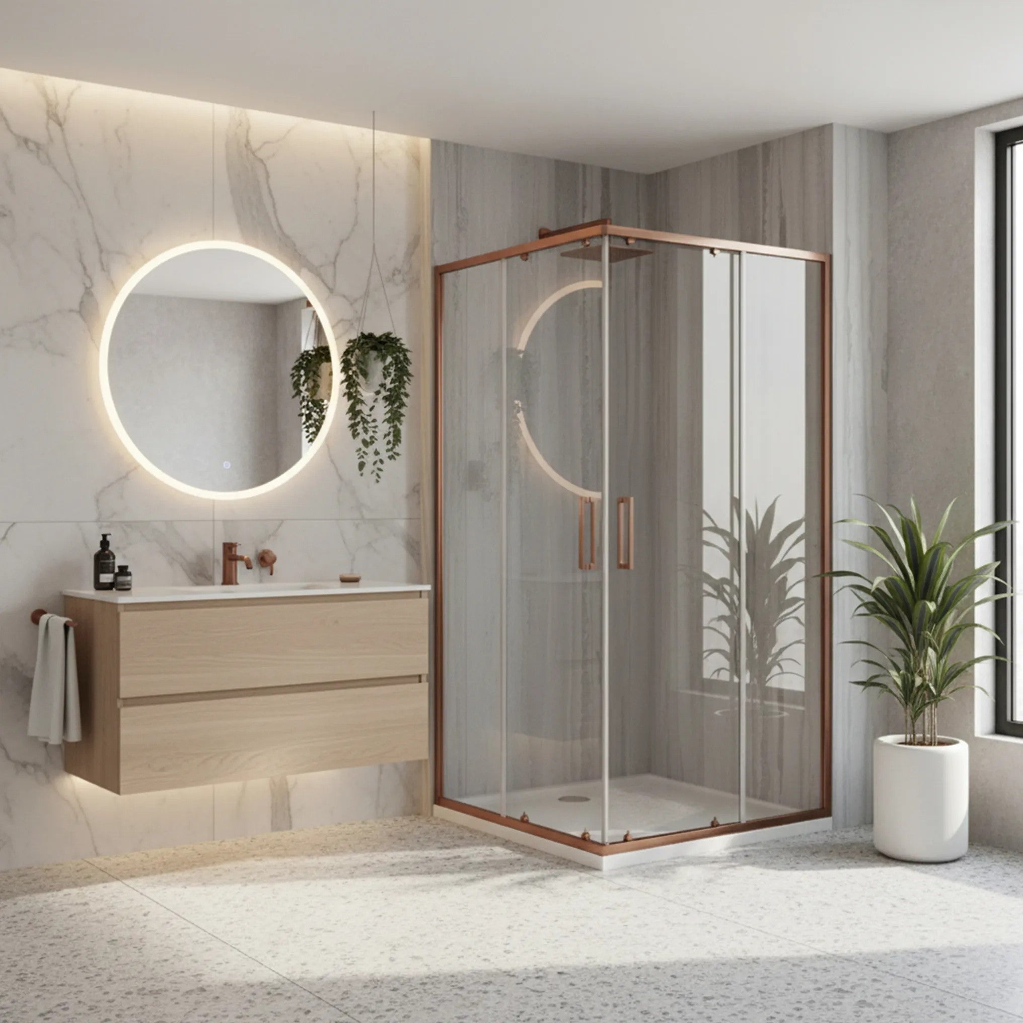 Zuhanykabin Rea City 80x100 Brush Copper Zuhanytálca Nélkül 1