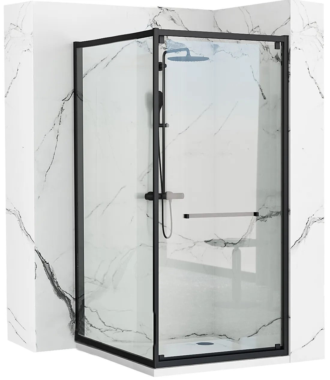 Zuhanykabin Rea Space In Black 80x100 Fehér Savoy Zuhanytálcával 1