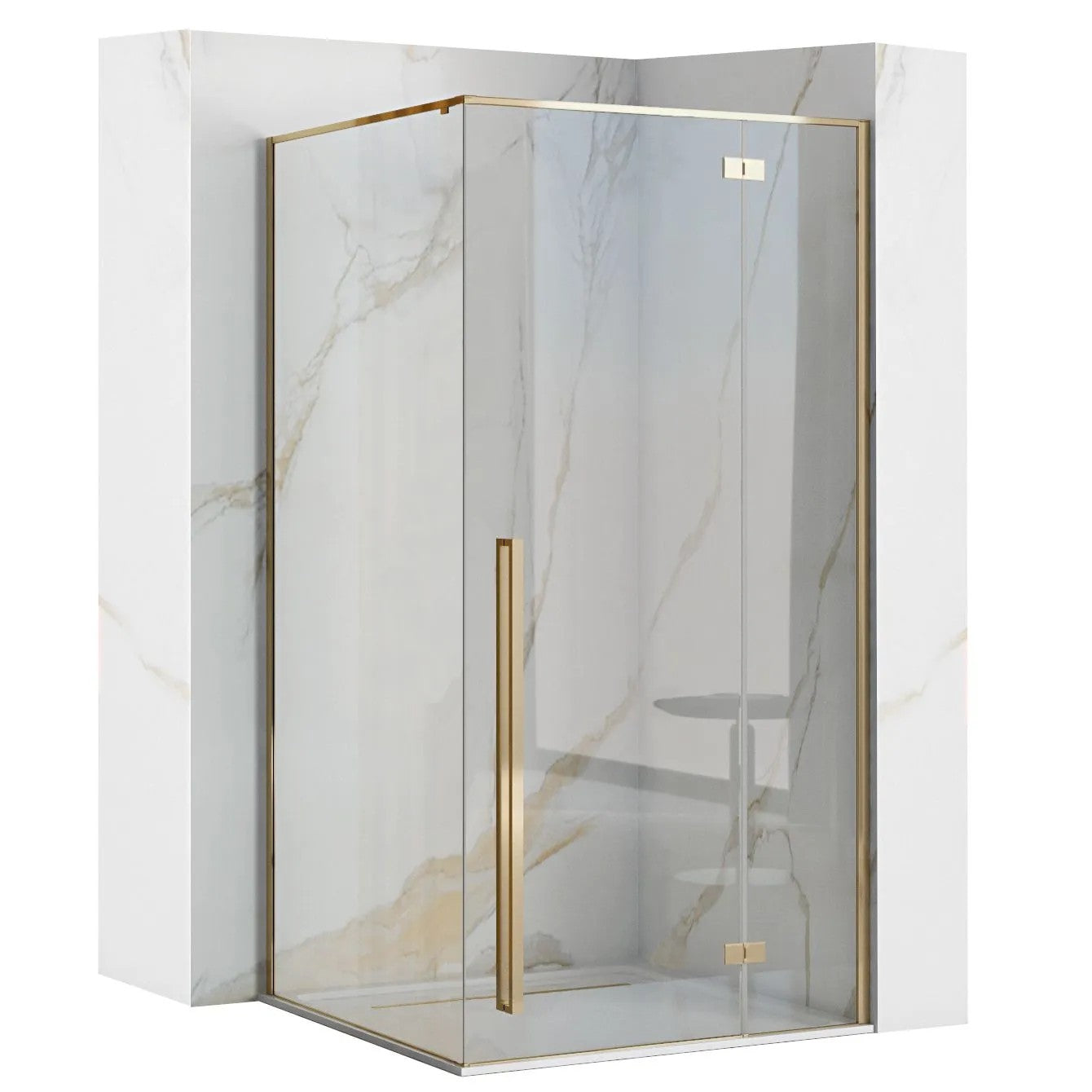 Zuhanykabin Fargo 100x80 Gold Fehér Savoy Zuhanytálcával 1