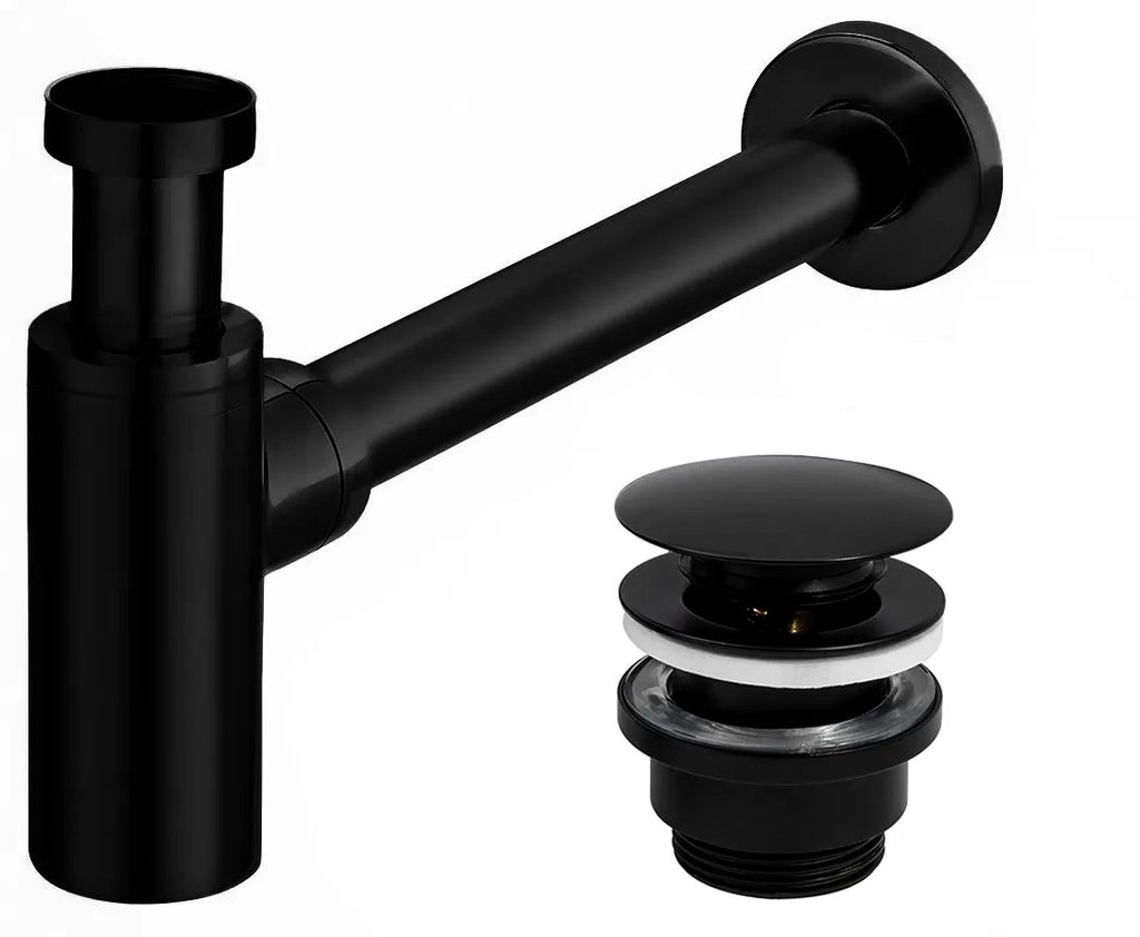 Rea Black Matt Univerzális Mosdószifon Click-clack Leeresztő Szeleppel 1