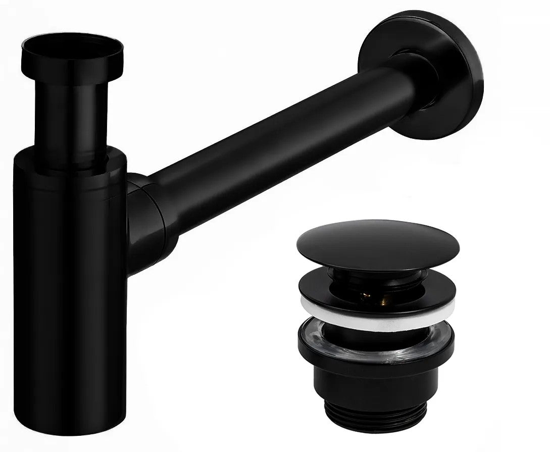 Rea Black Matt Univerzális Mosdószifon Click-clack Leeresztő Szeleppel 1