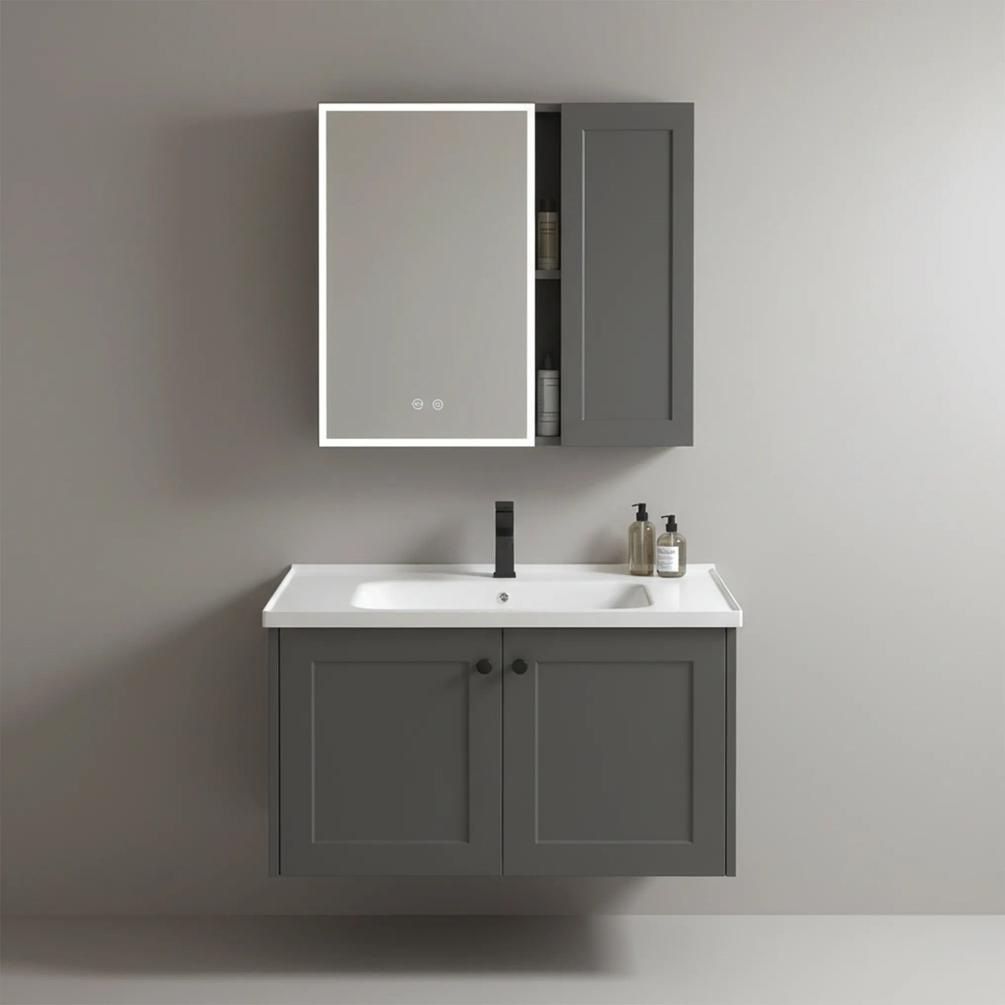 Fürdőszobabútor Szett Mosdóval Monti 60cm Grey 1