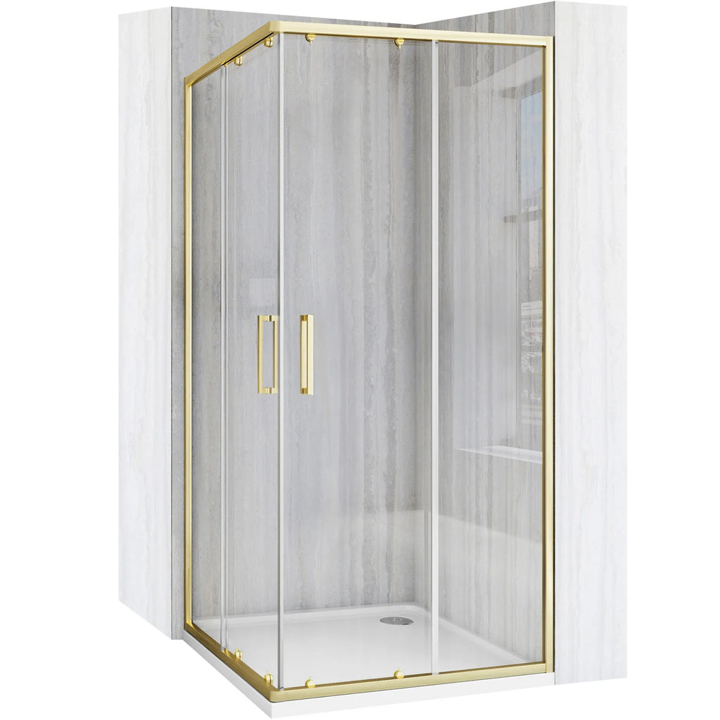 Zuhanykabin Rea City 90x90 Brush Gold Fehér Savoy Zuhanytálcával 1