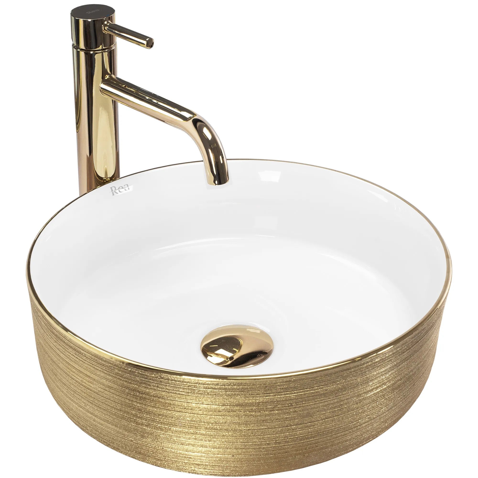 Pultos Mosdó Rea Sami White Brush Gold 1