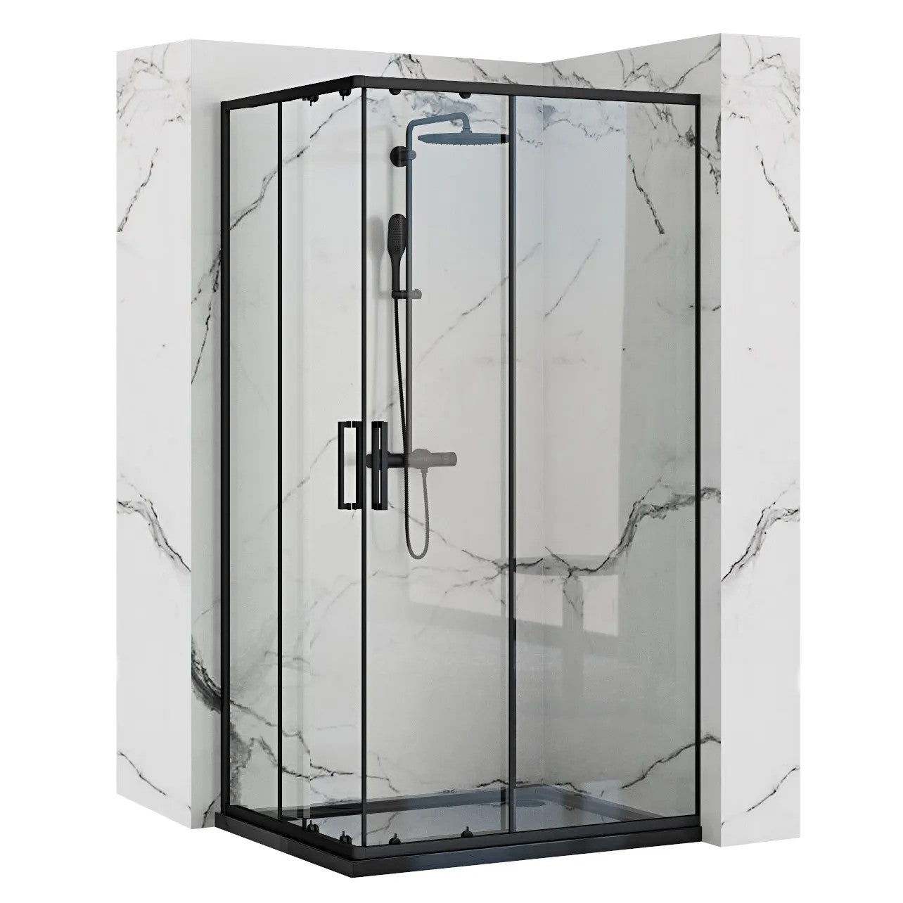 Zuhanykabin Rea Punto Black 80x100 Fehér Savoy Zuhanytálcával 1