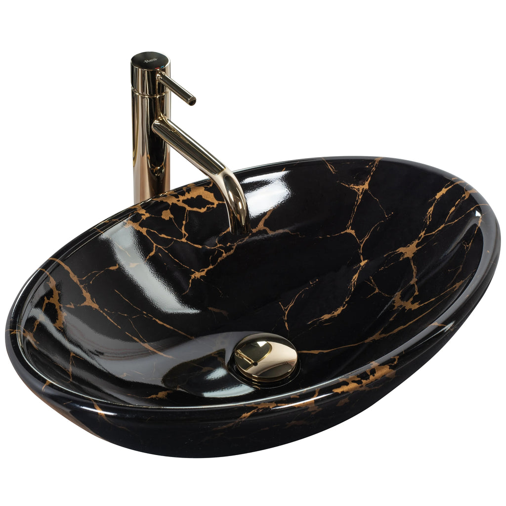 Pultos Mosdó Rea Pamela Black Marble Shiny 1