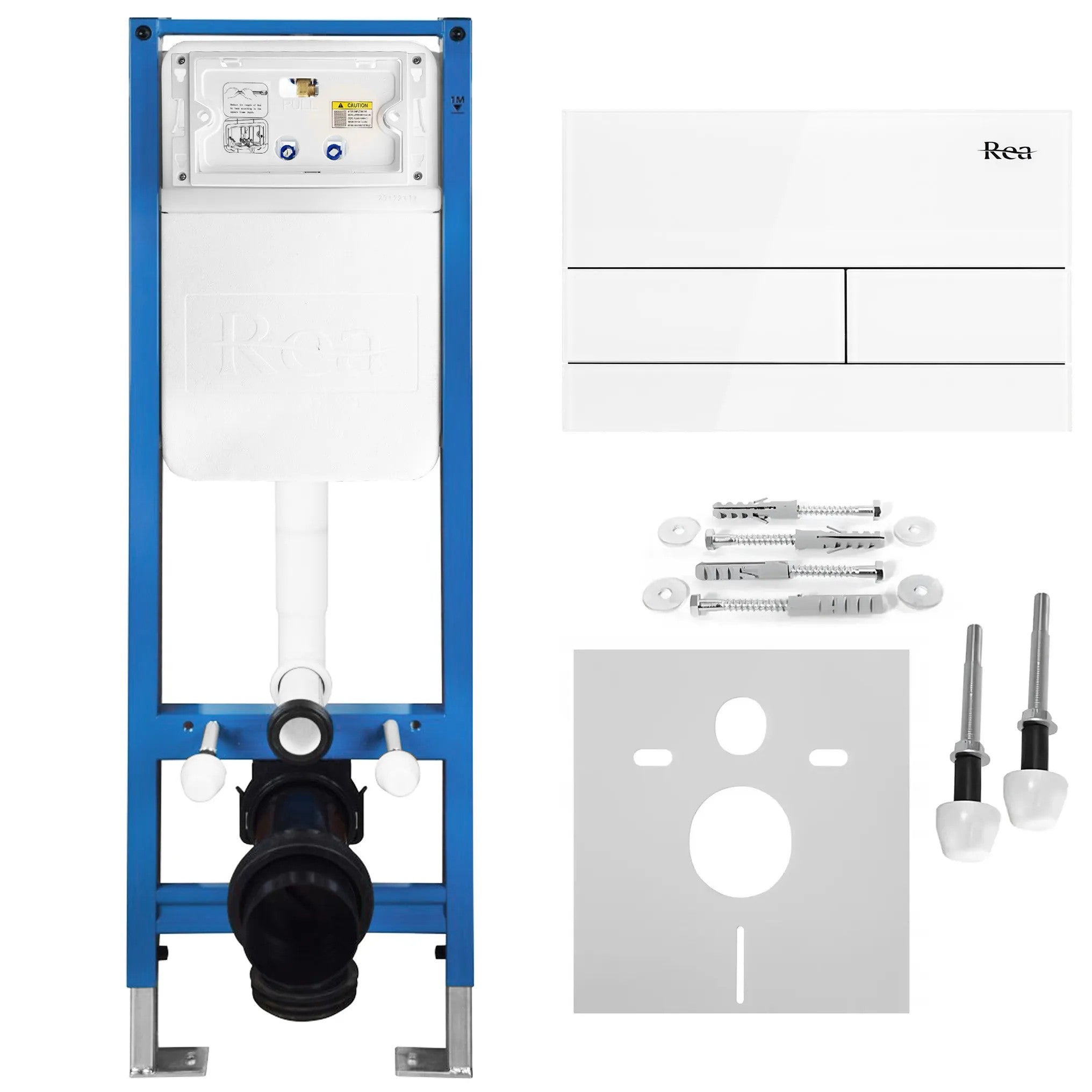 Beépíthető WC Tartókeret Szett Slim 024N T White Glass Nyomólappal 1