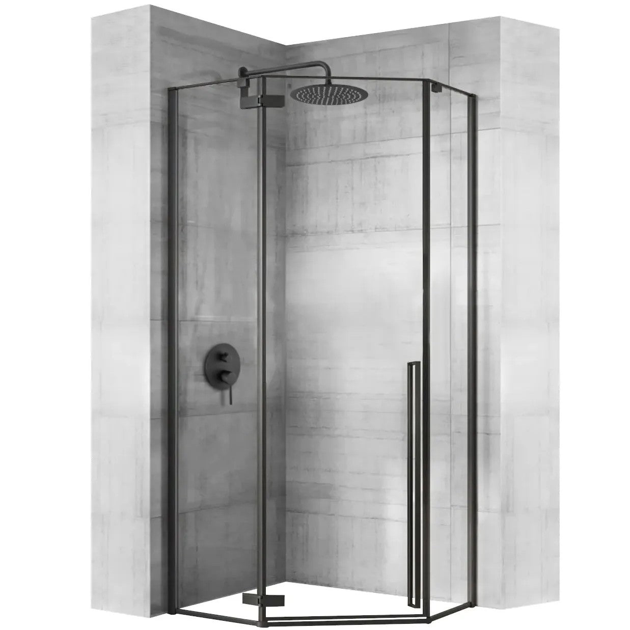 Zuhanykabin Rea DIAMOND Black MAT 90x90 Zuhanytálca Nélkül 1
