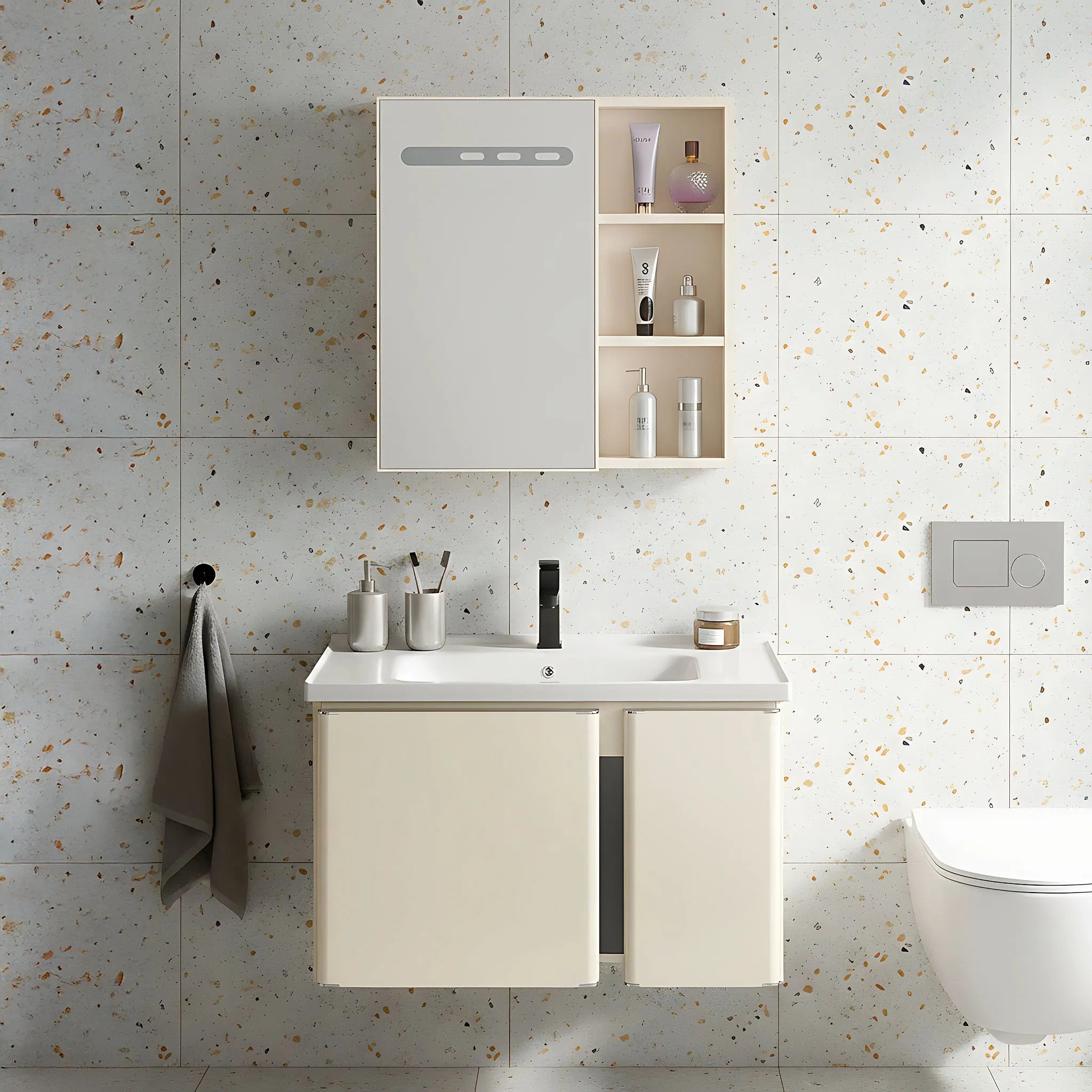 Fürdőszobabútor Szett Mosdóval Tula 60cm Beige 1