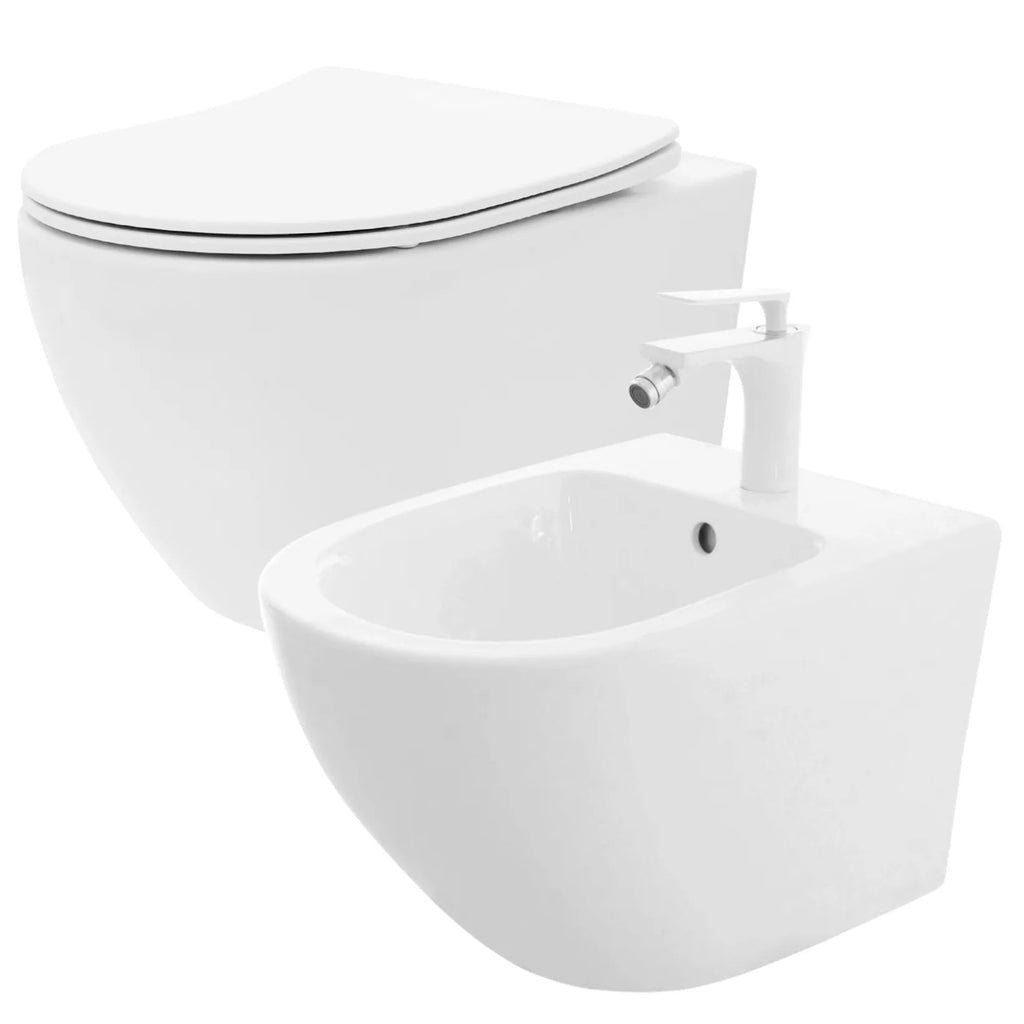 WC Csésze WC Carlo Flat Mini Rimless + Bidé Carlo Mini 1