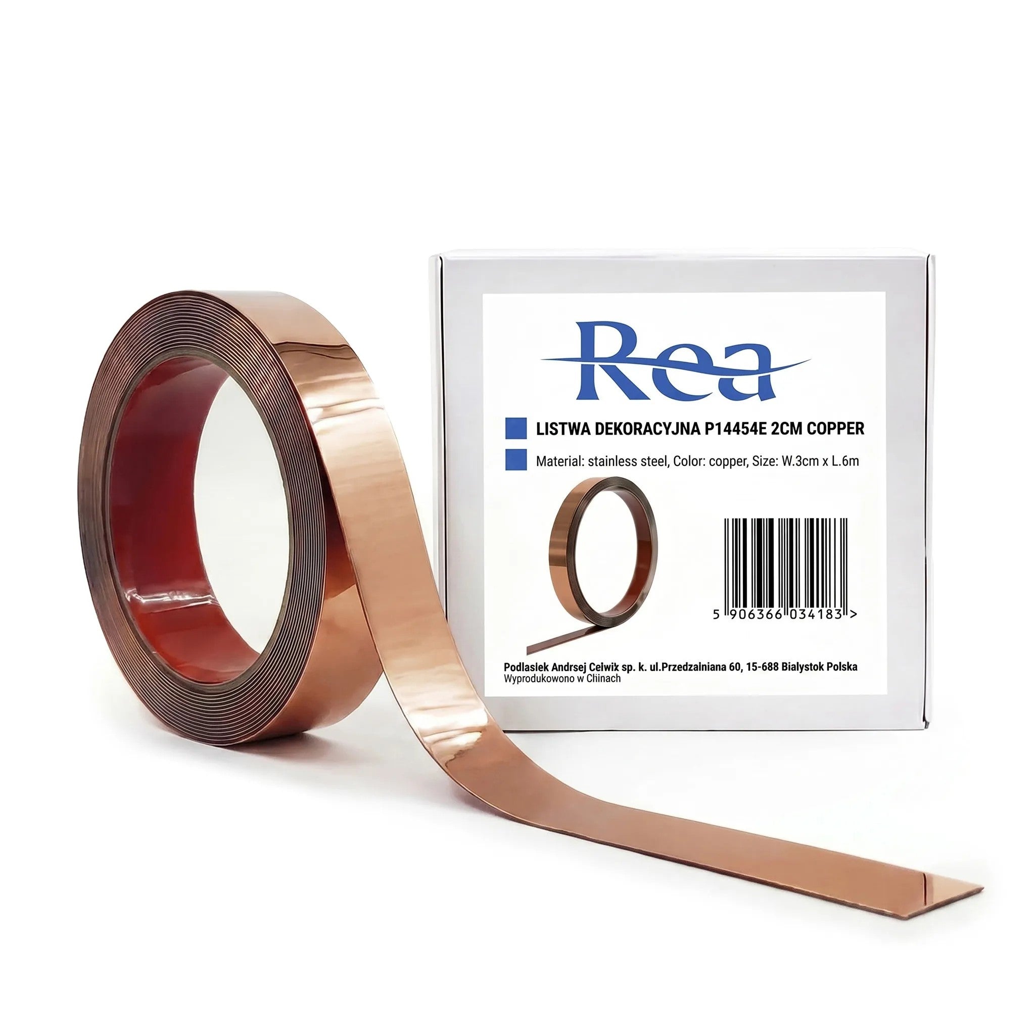 Öntapadós Dekorációs Szegélyléc Rea P14454E 2cm Copper 1