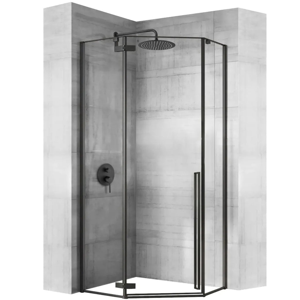Zuhanykabin Rea DIAMOND Black MAT 90x90 Fekete Diamond Zuhanytálcával 1