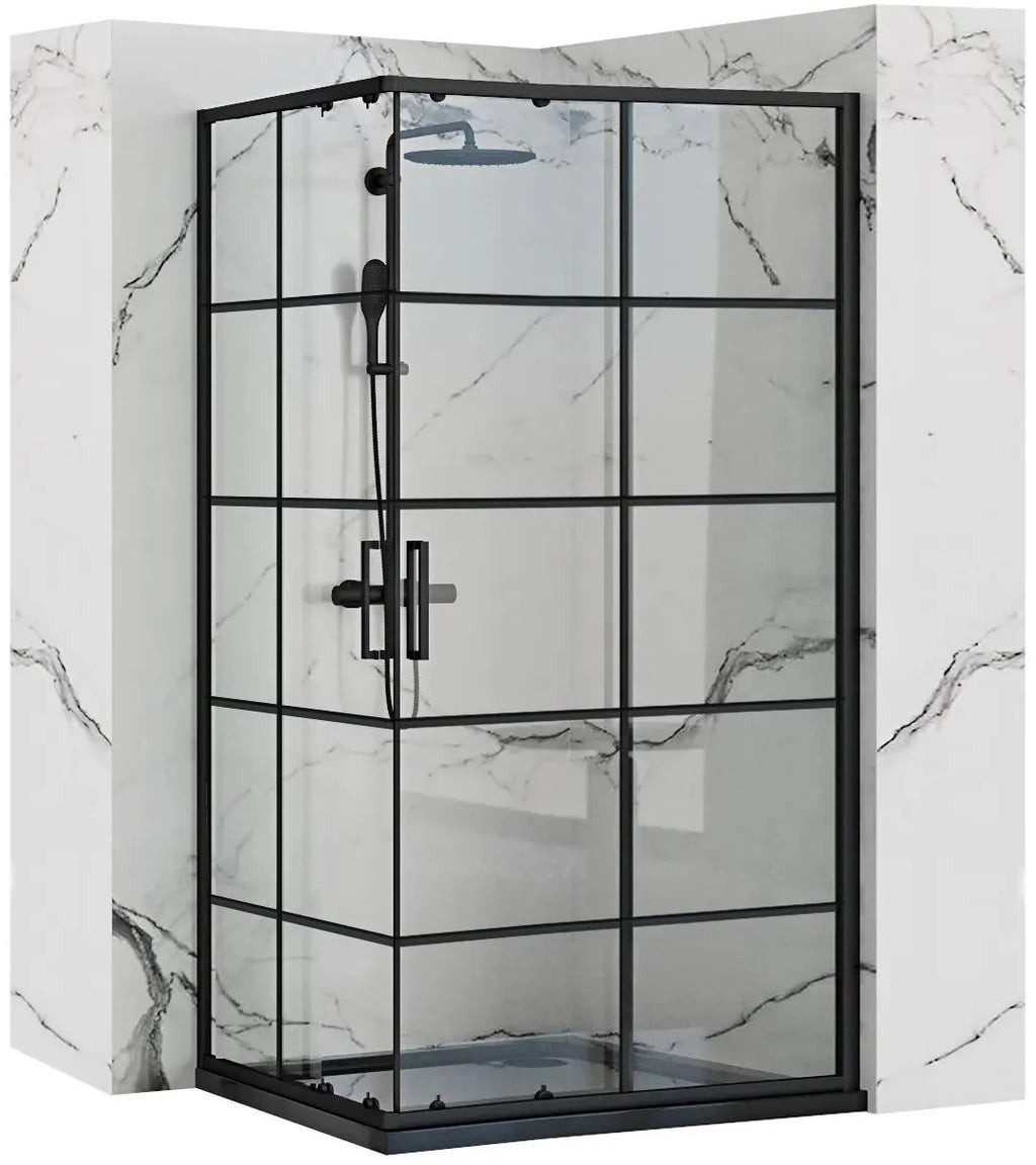 Zuhanykabin Rea Concept Black 80x100 Fehér Savoy Zuhanytálcával 1