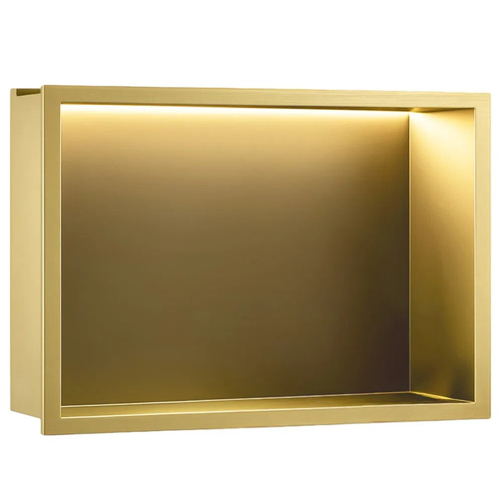 Süllyesztett Fürdőszobai Polc LED 30x45 Brush Gold 1