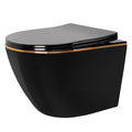 Felfüggesztett WC-csésze Rea CARLO Mini Rimless Duroplast Flat Black Gold Edge 1